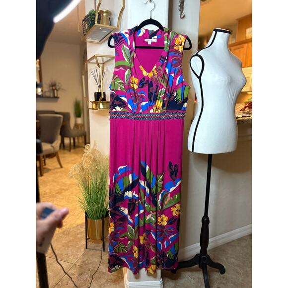 Chico's V-Neck Sleeveless Floral Maxi Dress Size 2 - Picture 3 of 6